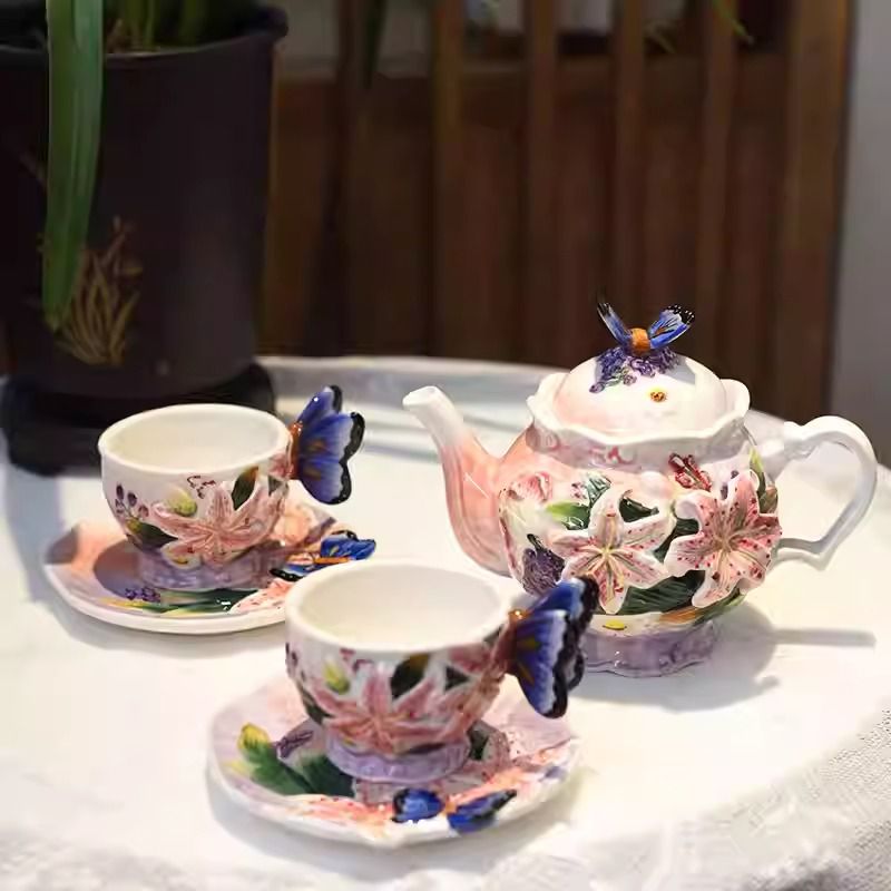 Spring Butterfly Tea Cup and Saucer Set