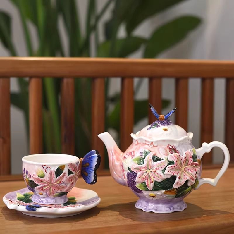 Spring Butterfly Tea Cup and Saucer Set