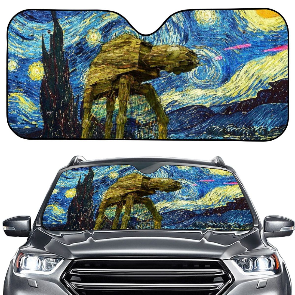 Starry Night Walker Sci Fi Car Sun Shade
