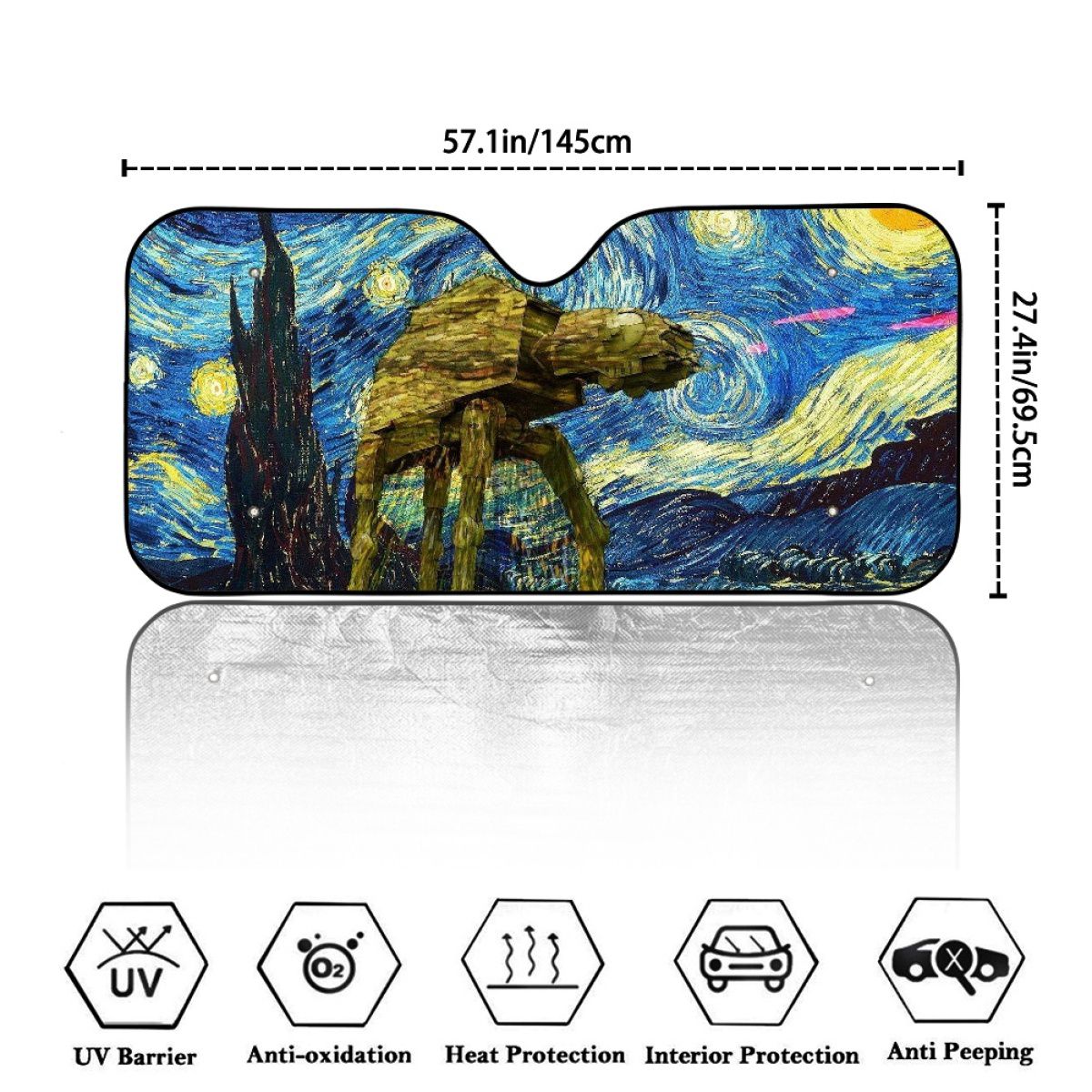 Starry Night Walker Sci Fi Car Sun Shade