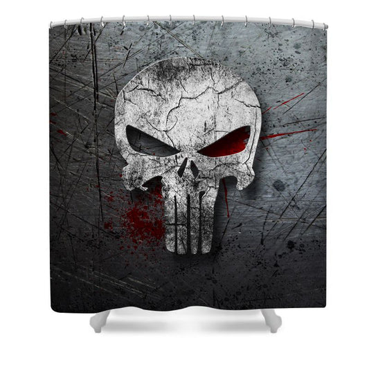 Stylized Skull Grunge Superhero Shower Curtain - 4Pcs Set