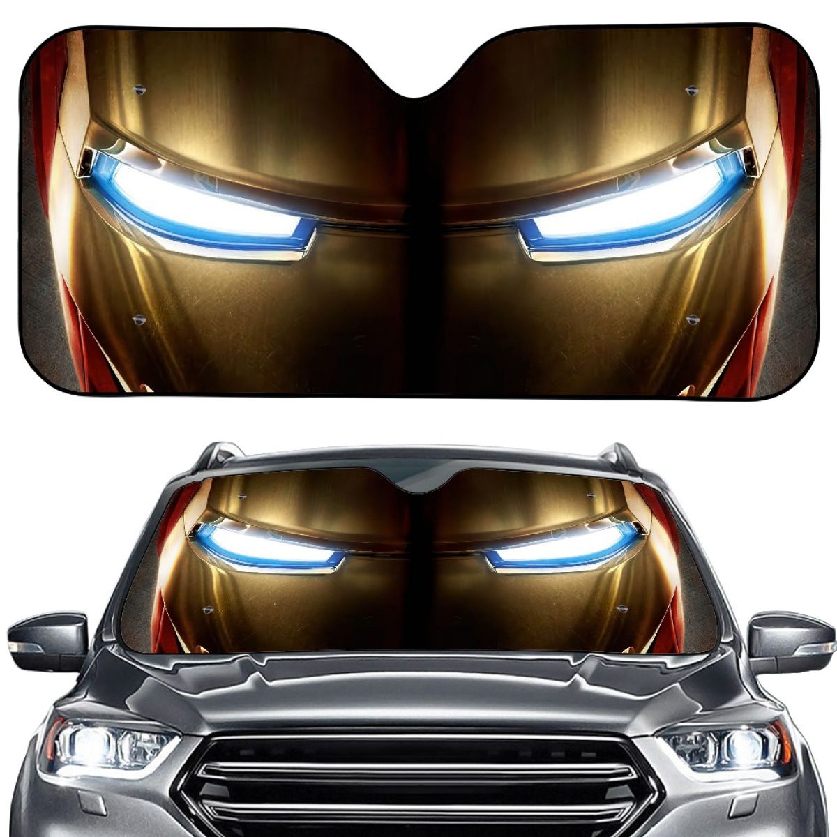 Superhero Helmet Close Up Eyes Car Sun Shade