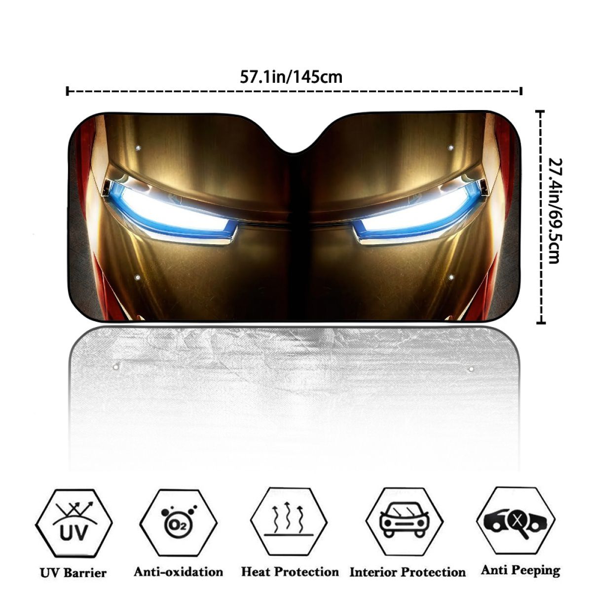 Superhero Helmet Close Up Eyes Car Sun Shade