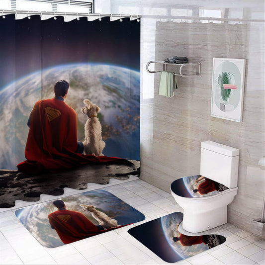 Superhero with Dog Shower Curtain