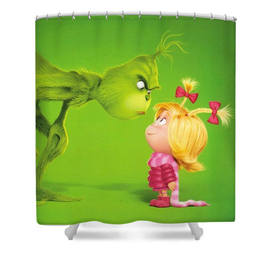 Sweet Girl Cartoon Christmas Shower Curtain