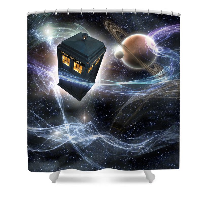 Duschvorhang Doctor Who, Tardis, Police Box, Paris, Rainy Day, 180x180cm
