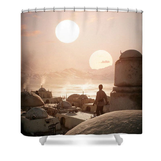 Twin Suns Tatooine Shower Curtain