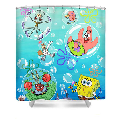 Yellow Cartoon Sponge Shower Curtain