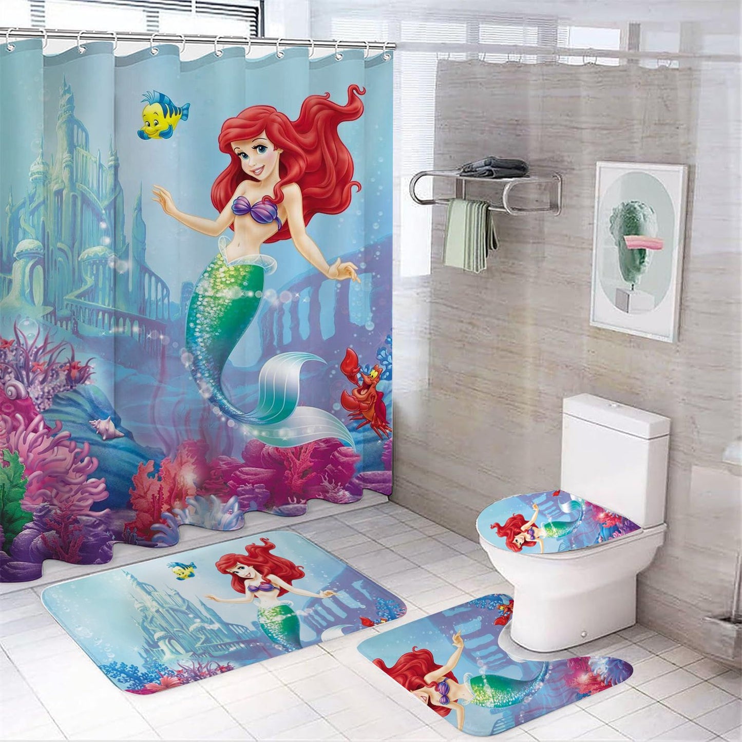 Underwater Cartoon Ariel Shower Curtain