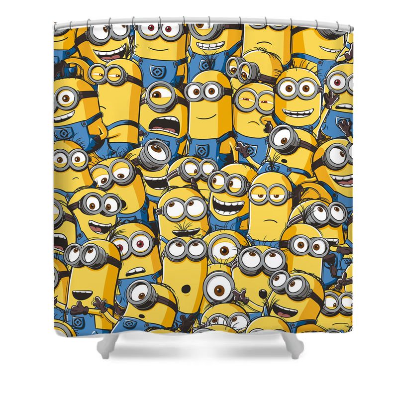 Yellow Capsule Shaped Creatures Shower Curtain