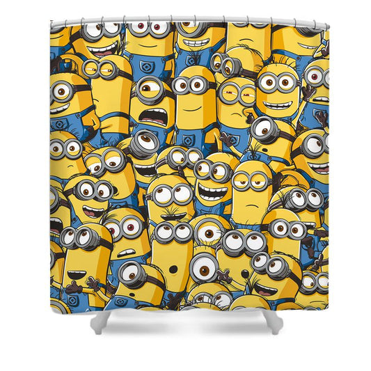 Yellow Capsule Shaped Creatures Shower Curtain