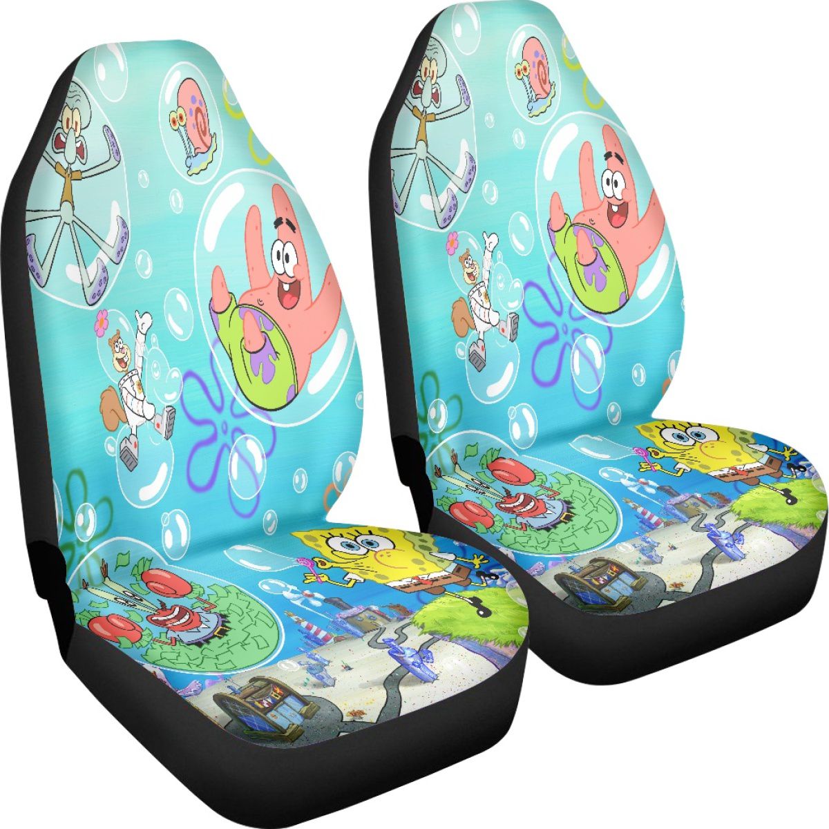 Yellow Sea Sponge Cartoon Car Seat Cover