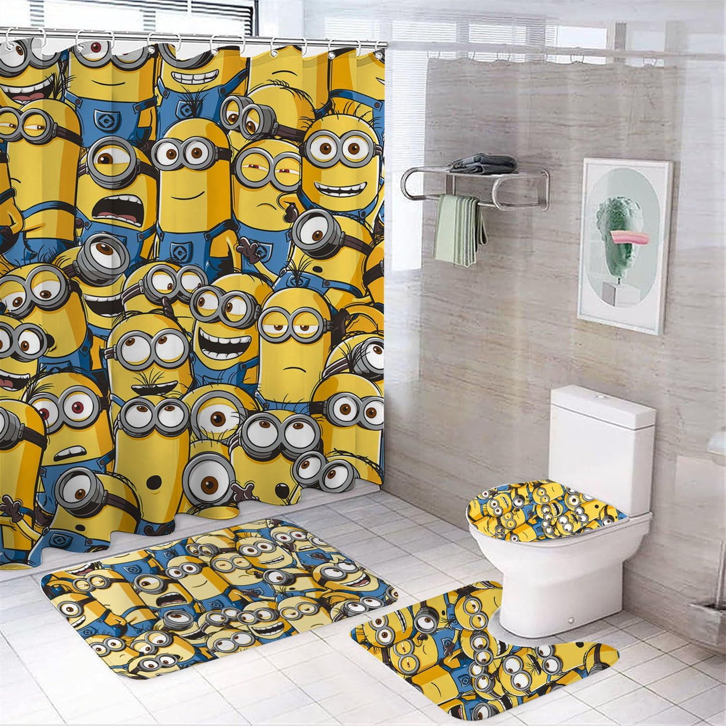 Yellow Capsule Shaped Creatures Shower Curtain