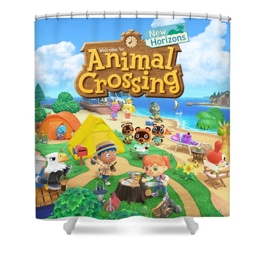 Douchegordijn Animal Crossing, Cartoon Videogame, 180x180cm