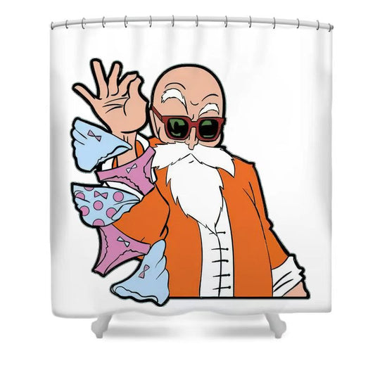 Douchegordijn Master Roshi, Dragon Ball, grappige anime, 180x180cm