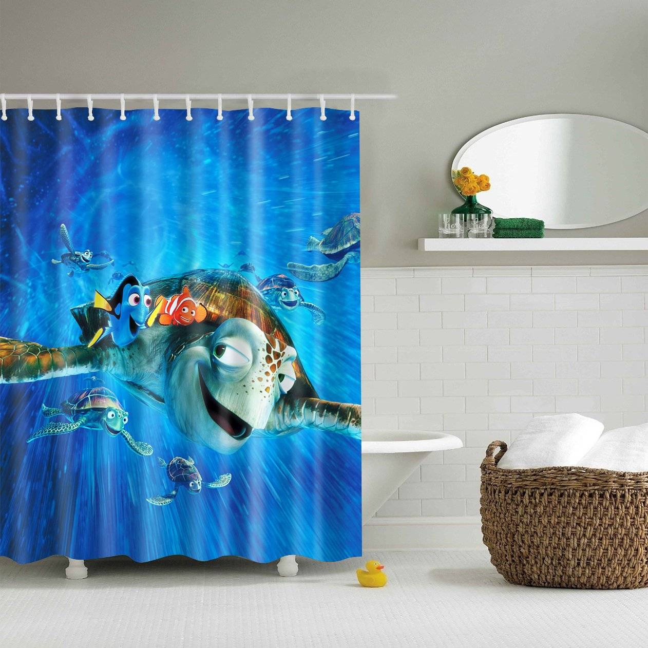 Sea Turtle Crush Nemo Cartoon Anime Finding Dory Shower Curtain