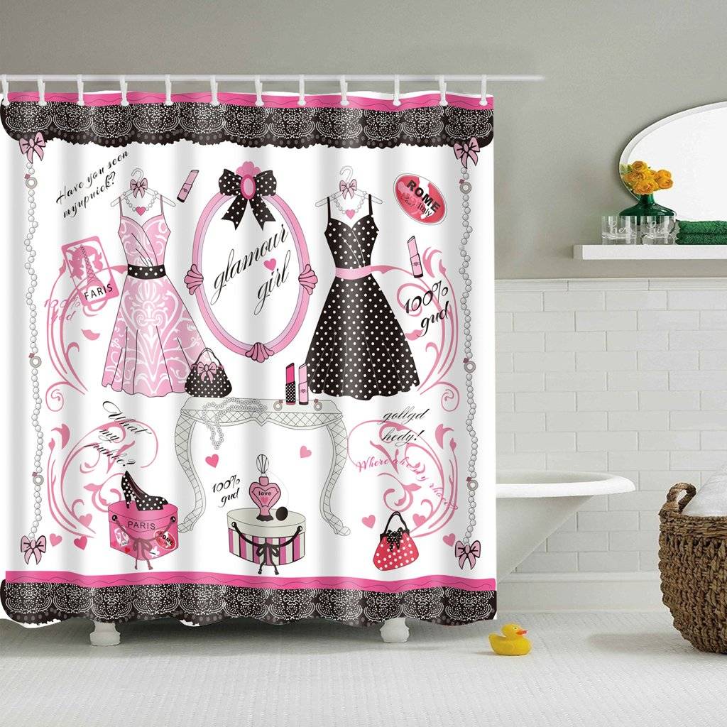Girly Dressing Fashion Clothes Perfume Pink Glamour Shower Curtain