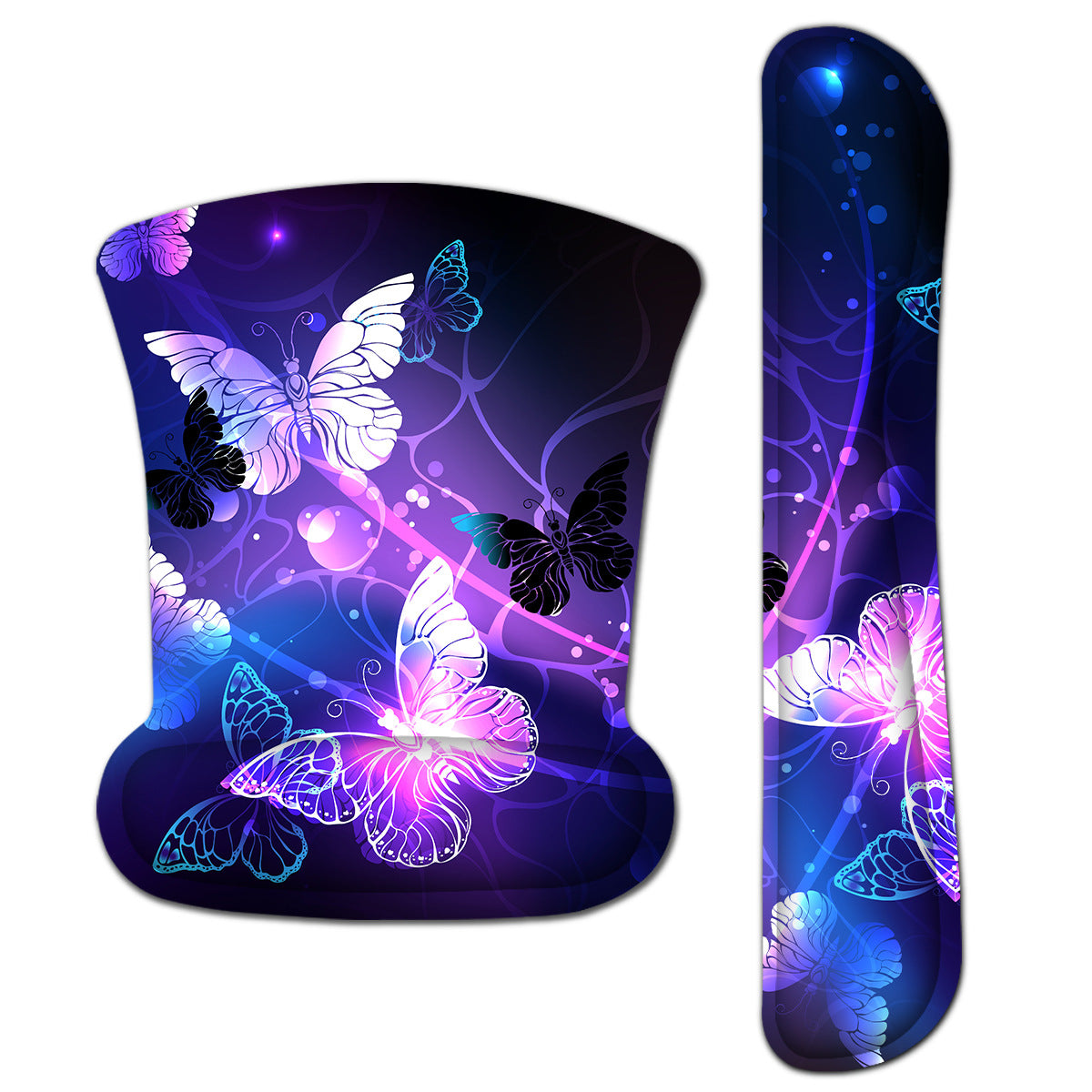 Purple Butterfly Mouse Pad with Wrist Rest Keyboard Support