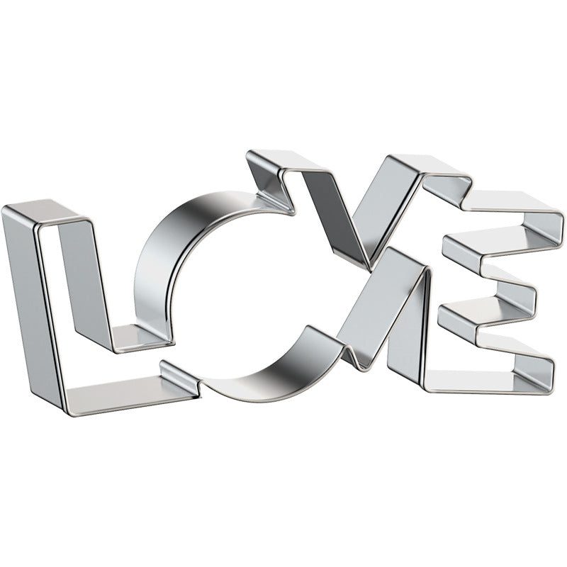 3 Pieces Love Cookie Cutters Heart Shaped Valentine Biscuit Fondant Set Baking Mold