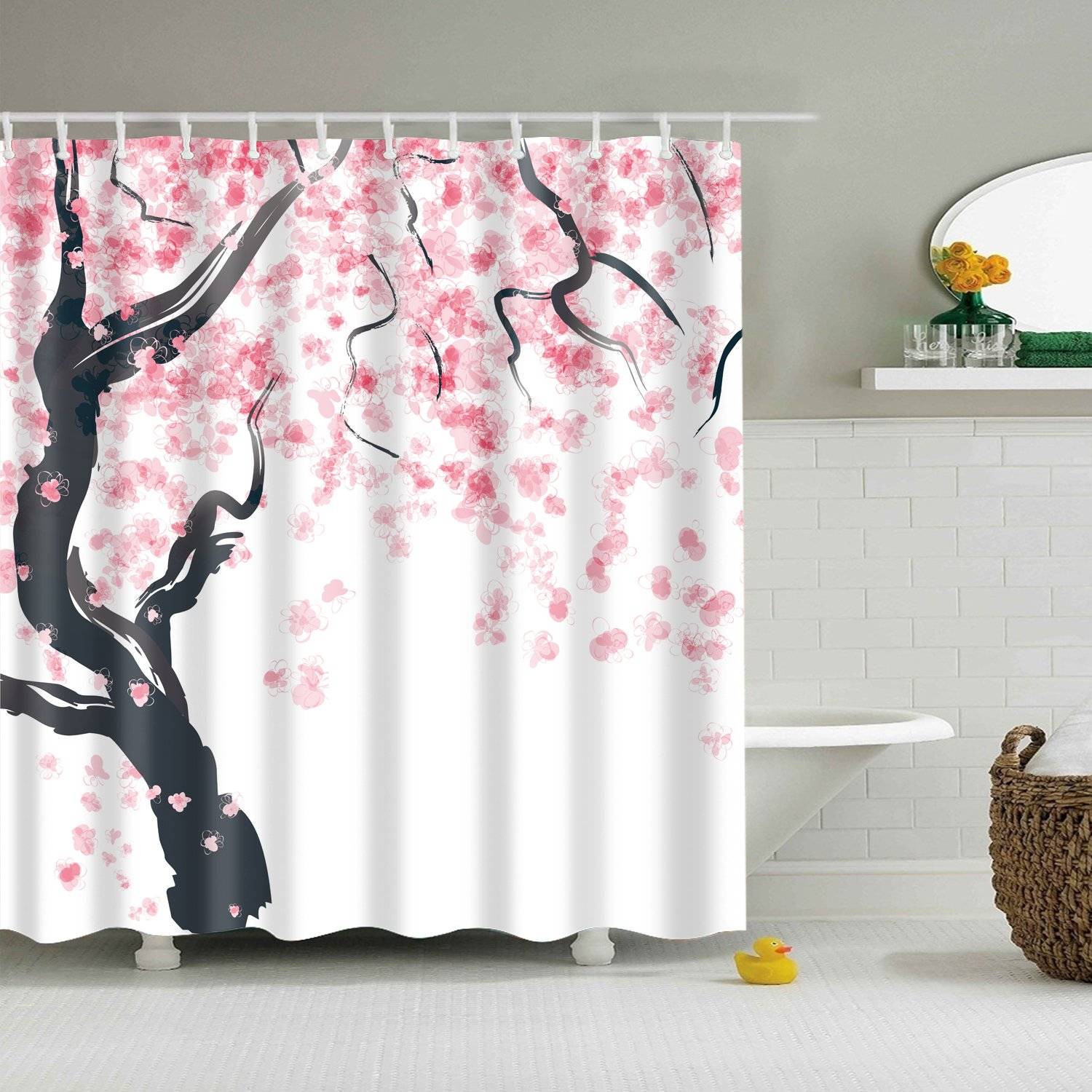 Beautiful Natural Tree Pink Cherry Blossom Shower Curtain