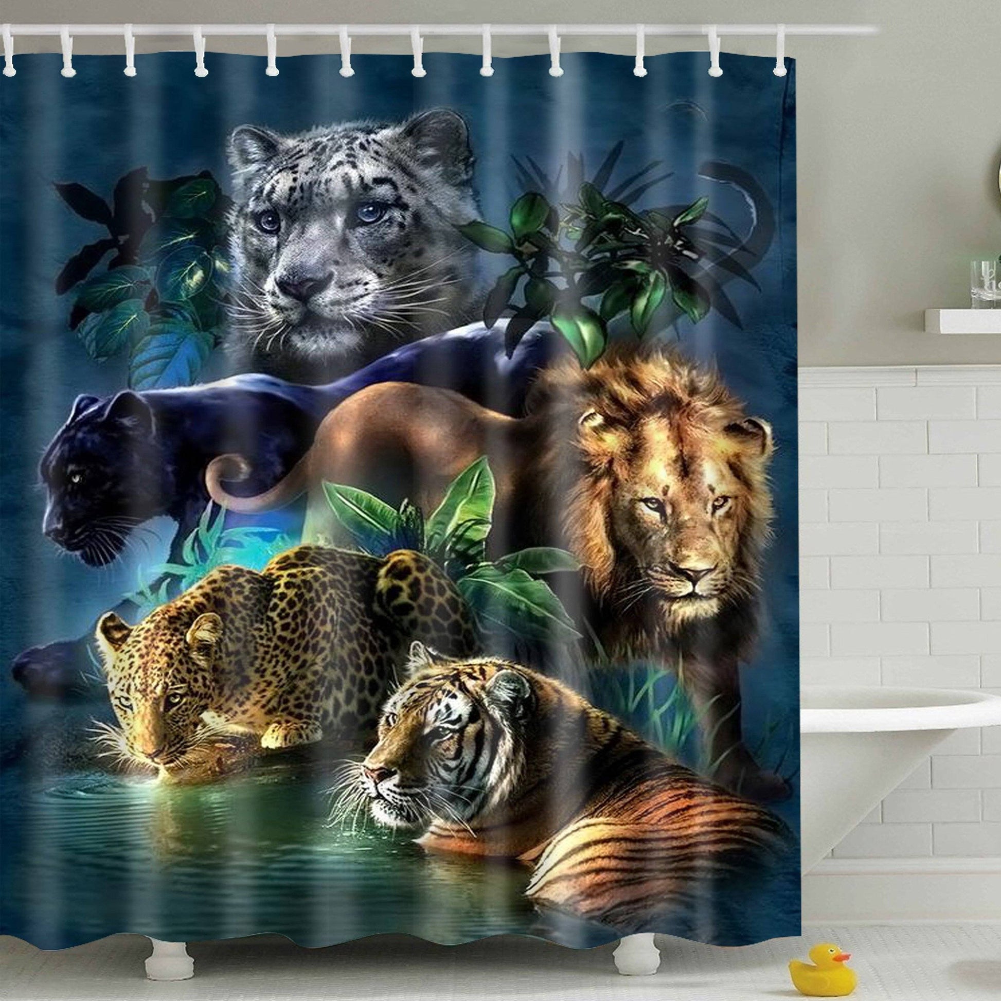 Jungle Big Cats Together Wildlife Animal Shower Curtain