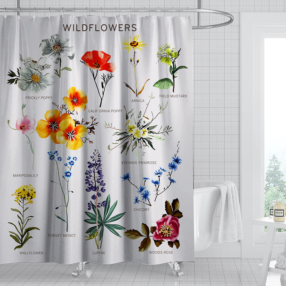 Colorful Floral Wiki Plant Wildflower Shower Curtain