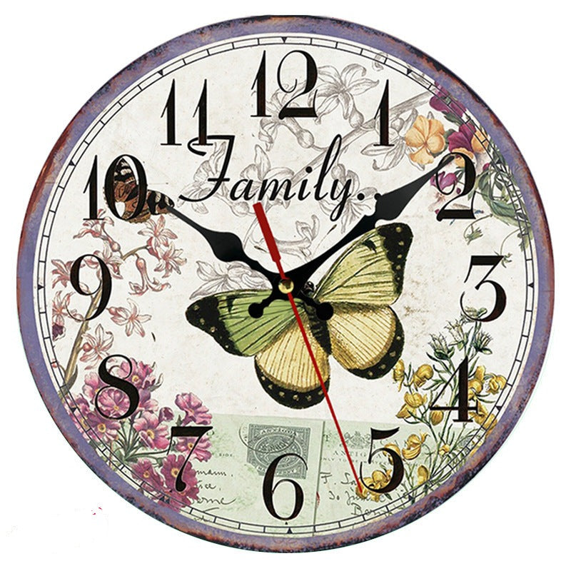 Monarch Butterfly with Floral Wooden Wall Clock