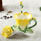 3 Pieces Rose Tea Cup And Saucer Set Colorful Flower Shaped Plate China Teacup