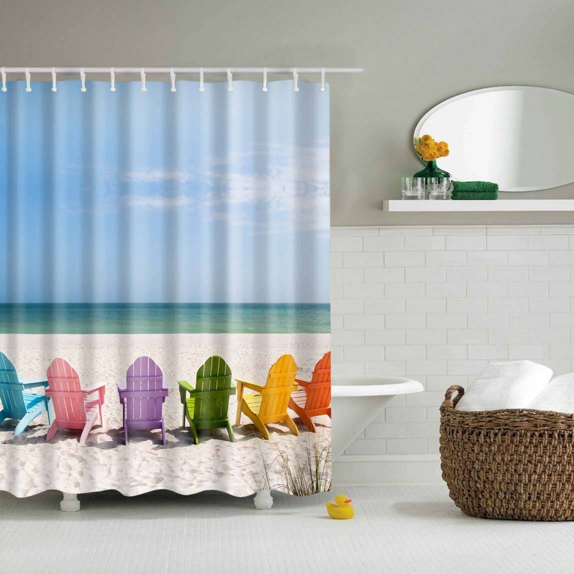 Summer Coastal Peaceful Colorful Beach Charis Shower Curtain