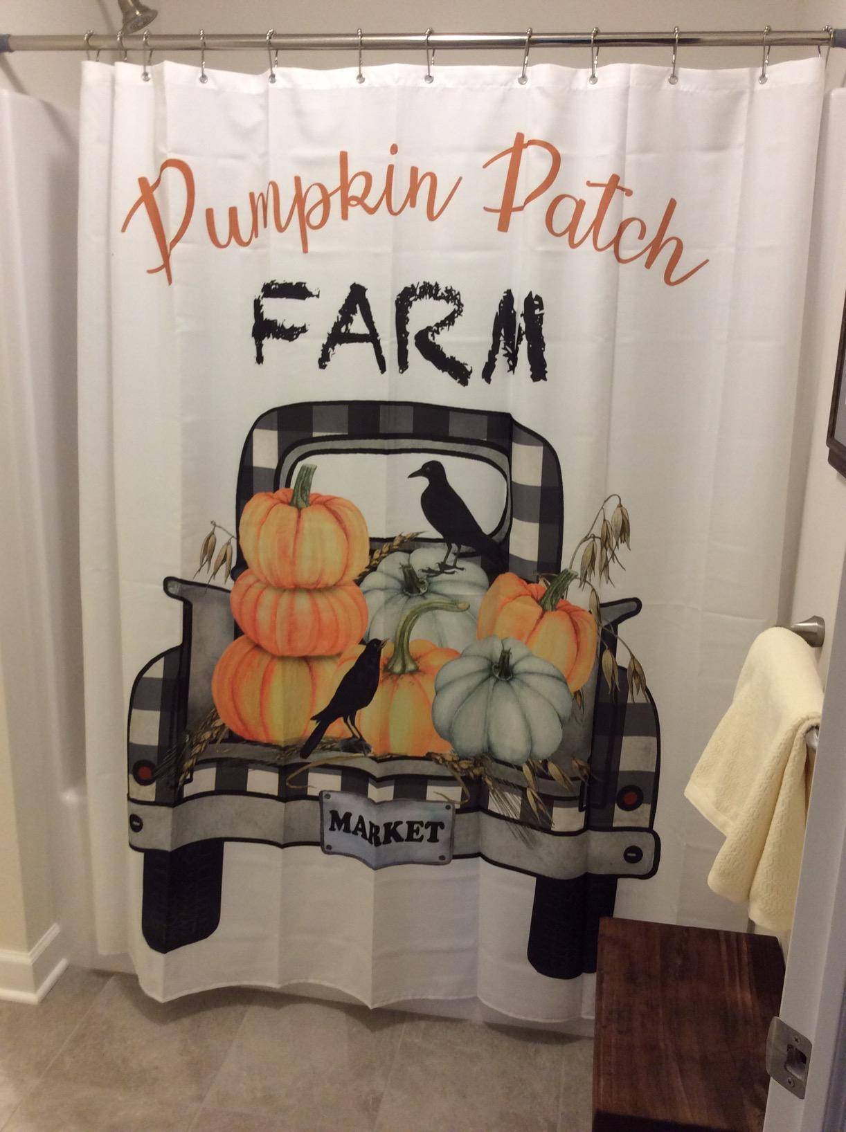 Thanksgiving Harvest Vegetable with Crows Pumpkin Truck Shower Curtain