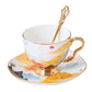3 Pieces Aesthetic Golden Mountain with Sun Coffee Tea Cup And Saucer Set with Spoon