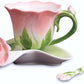 Rose Tea Cup And Saucer Set Colorful Flower Shaped Teacup - 3 Pieces
