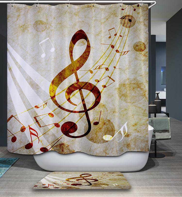 Musical Vintage Music Note Shower Curtain
