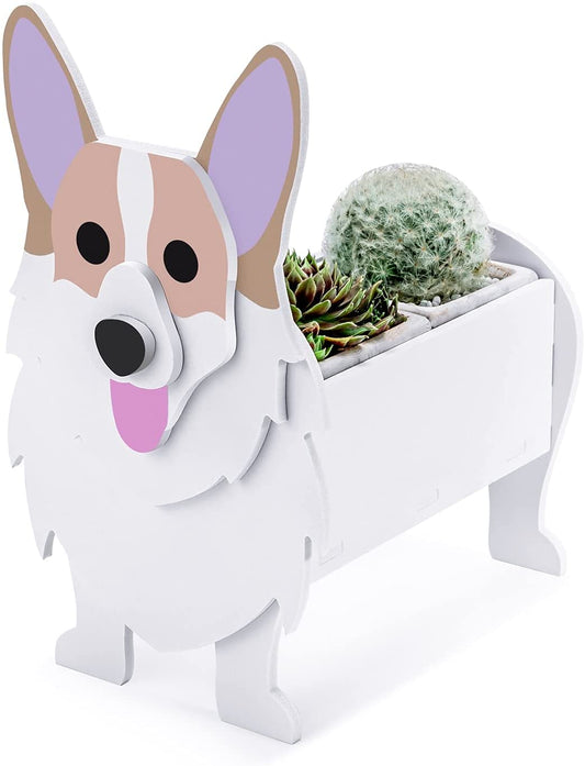 Corgi Dog Planter Cartoon Dog Shaped Cute Outdoor Flower Pot