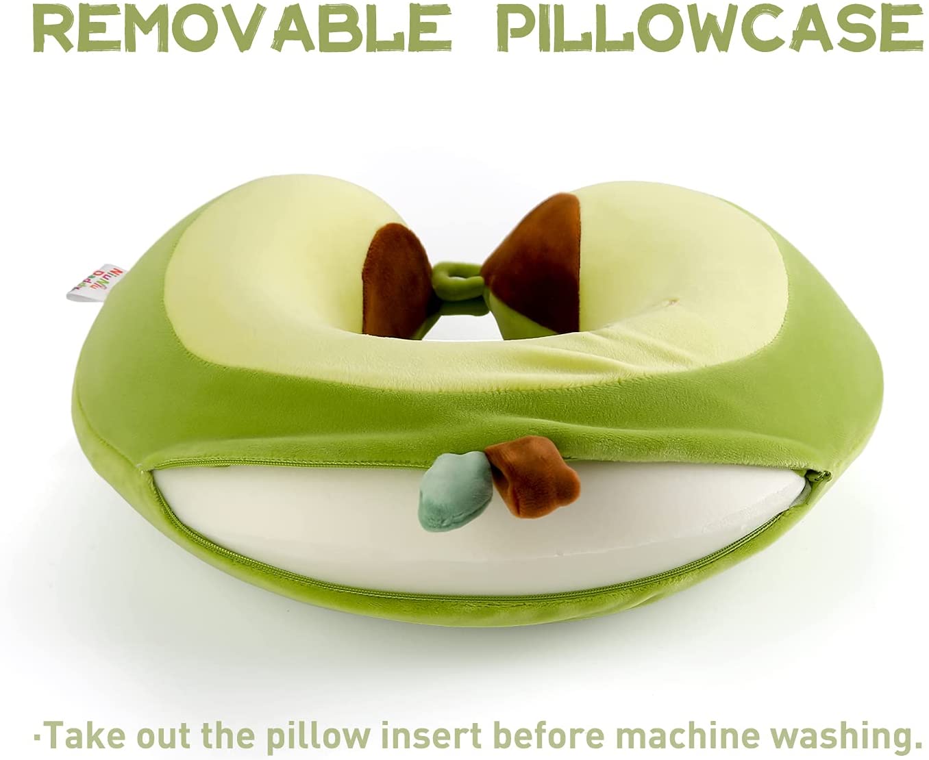 Cute Avocado Airplane Neck Pillow Plush Kids Chin Support Travel Sleeping Cushion