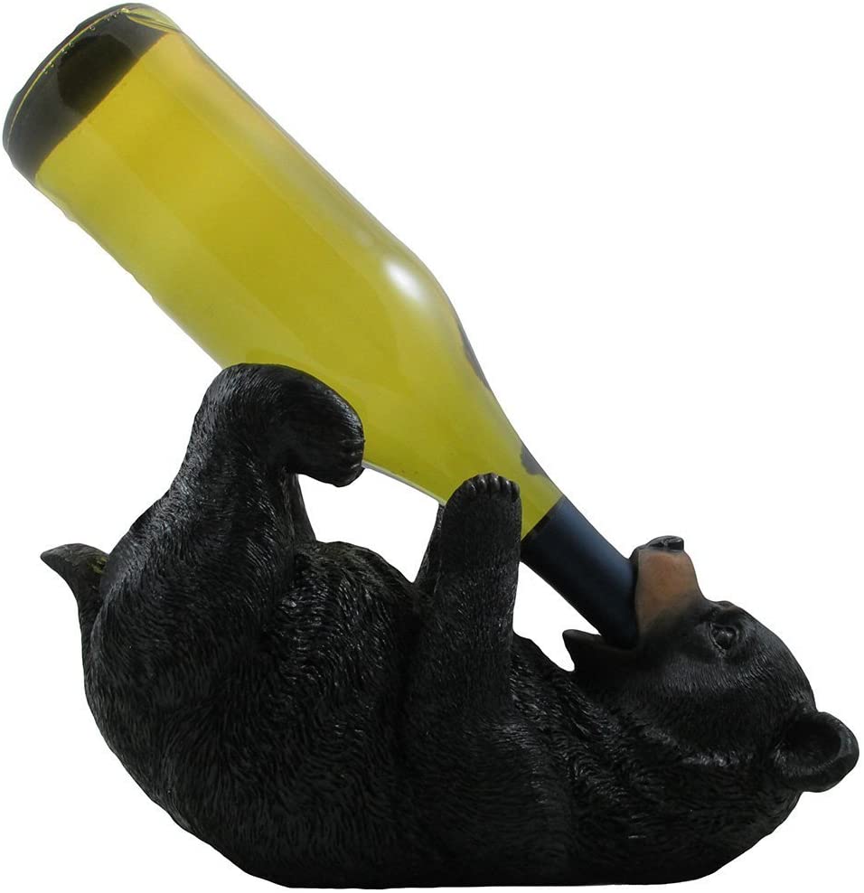 Laying on Back Black Bear WIne Bottle Holder