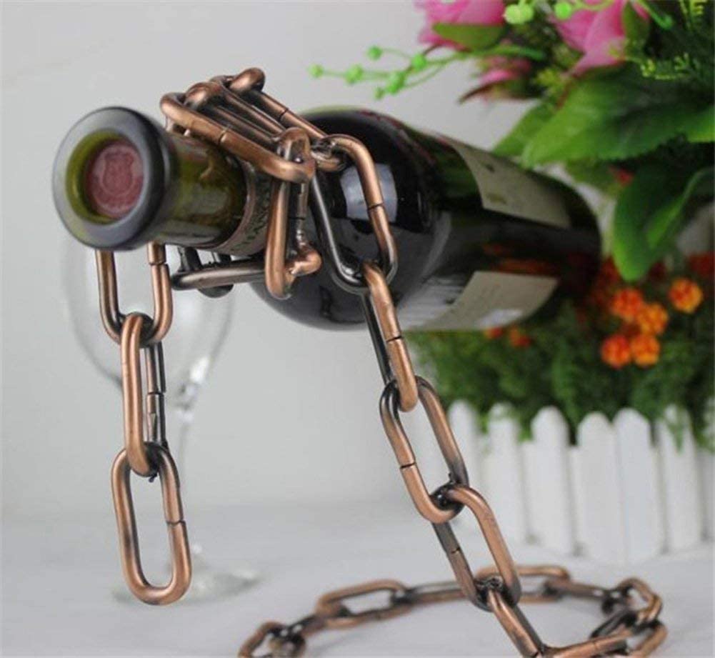 Magic Floating Steel Chain Link Wine Bottle Holder