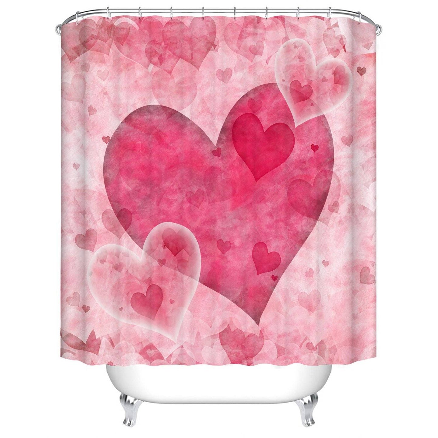 Romantic Valentine Style Pink Heart Shower Curtain