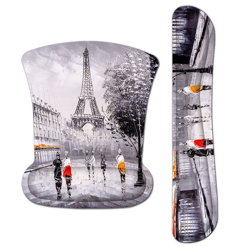 Eiffel Tower Mouse Pad with Wrist Rest Keyboard Support