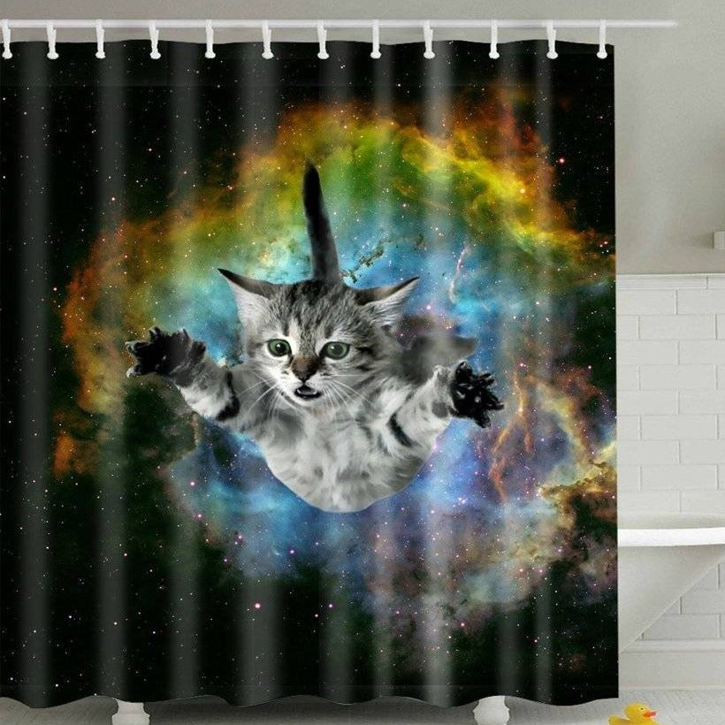 Space Kitten Galaxy Cat Need A Hug Shower Curtain