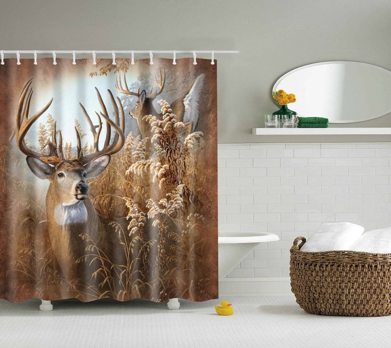 Fall Season Forest Country Treasures Animal Whitetail Deer Shower Curtain