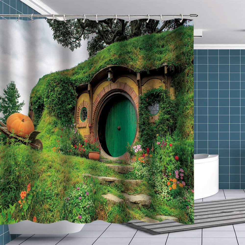 Rural Green Hobbit Living Shower Curtain