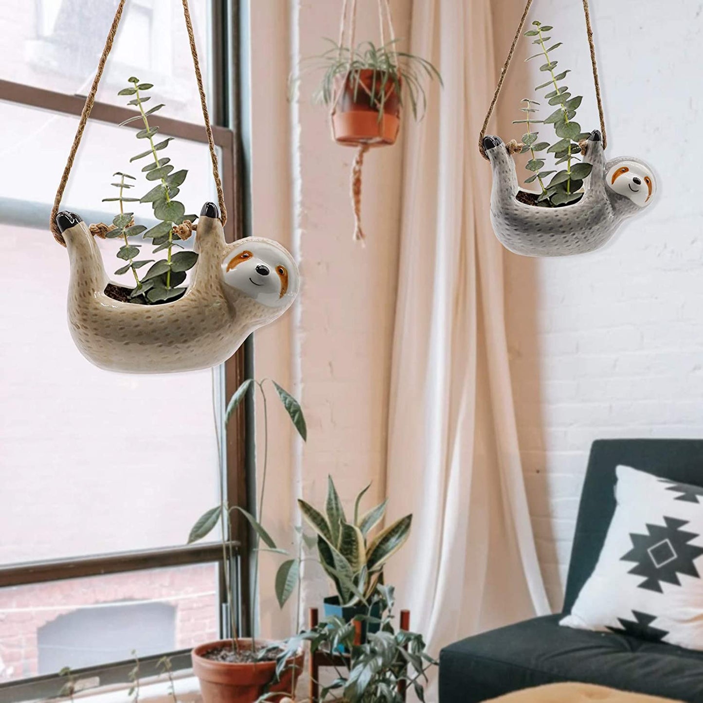 Cute Animal Flower Succulent Pot Hanging Sloth Planter