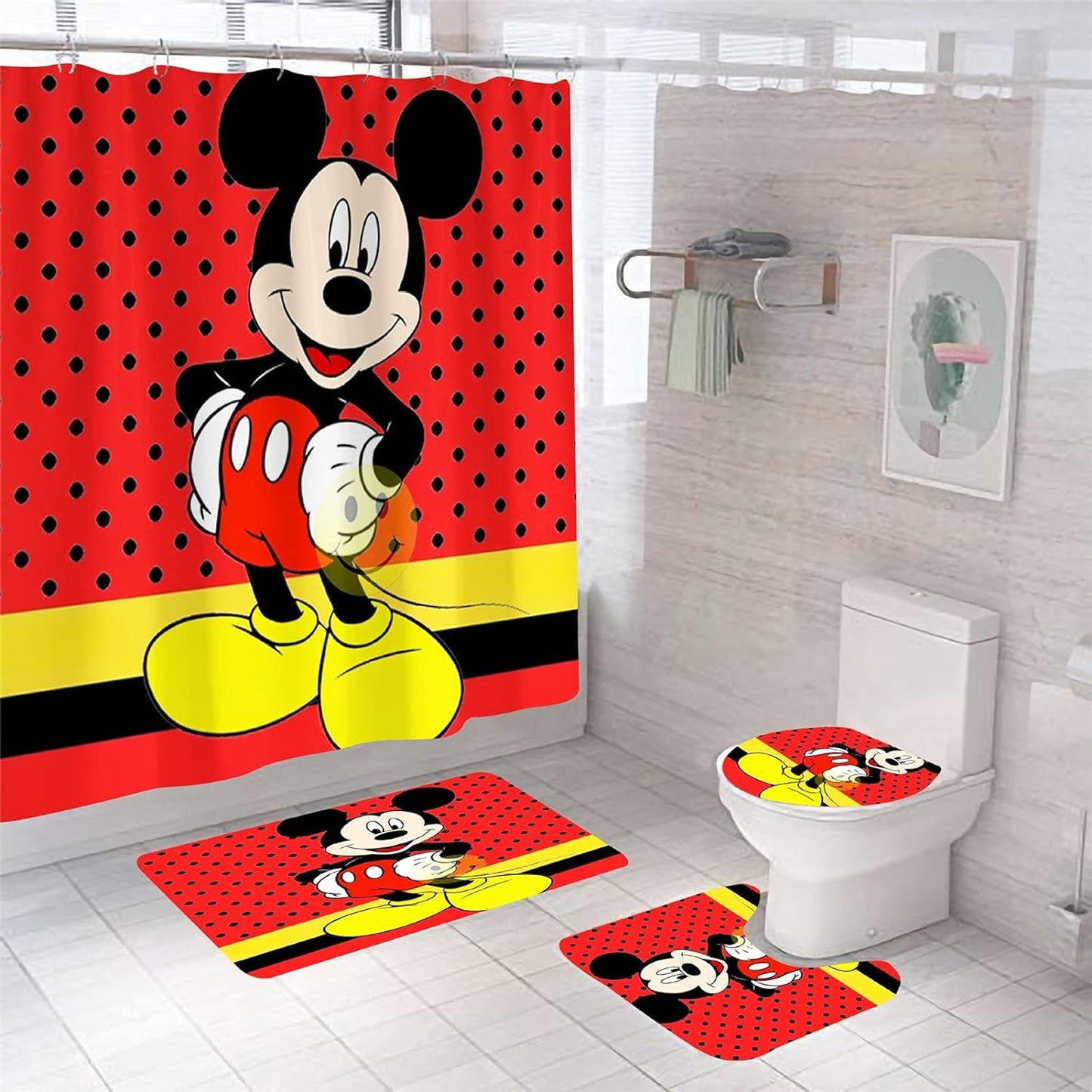Red Polka Dot Mouse Shower Curtain