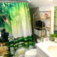 Zen Green Natural Bamboo River Shower Curtain