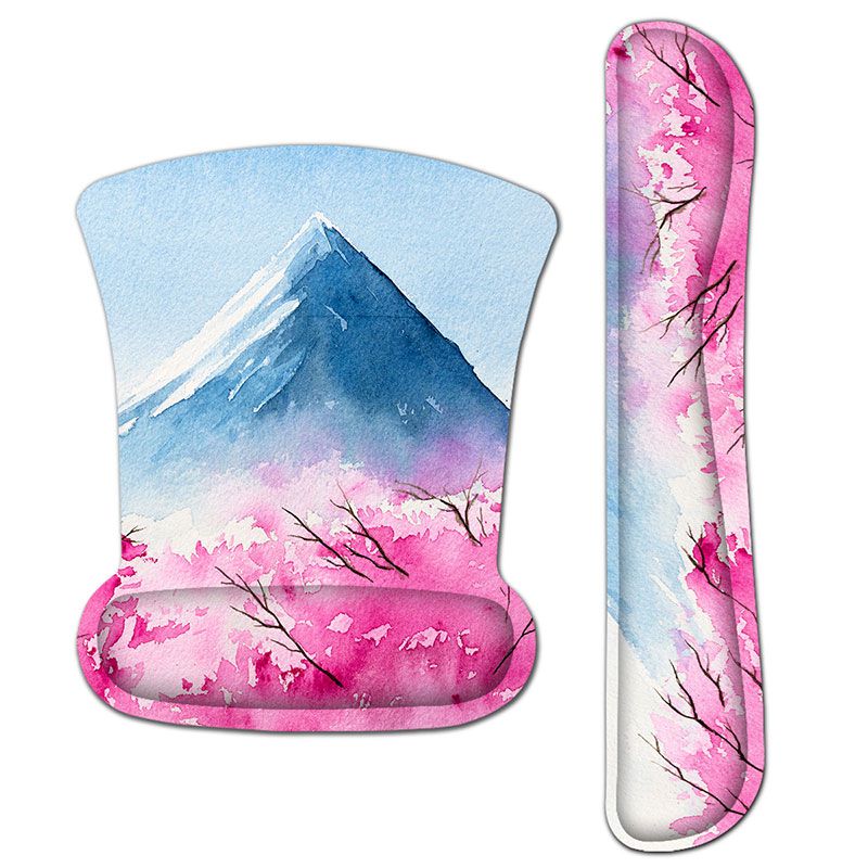 Mount Fuji with Cherry Blossoms Mouse Pad with Wrist Rest Keyboard Support