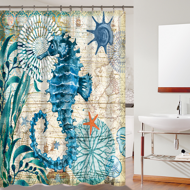 Vintage Green Ocean Underwater Seahorse Shower Curtain