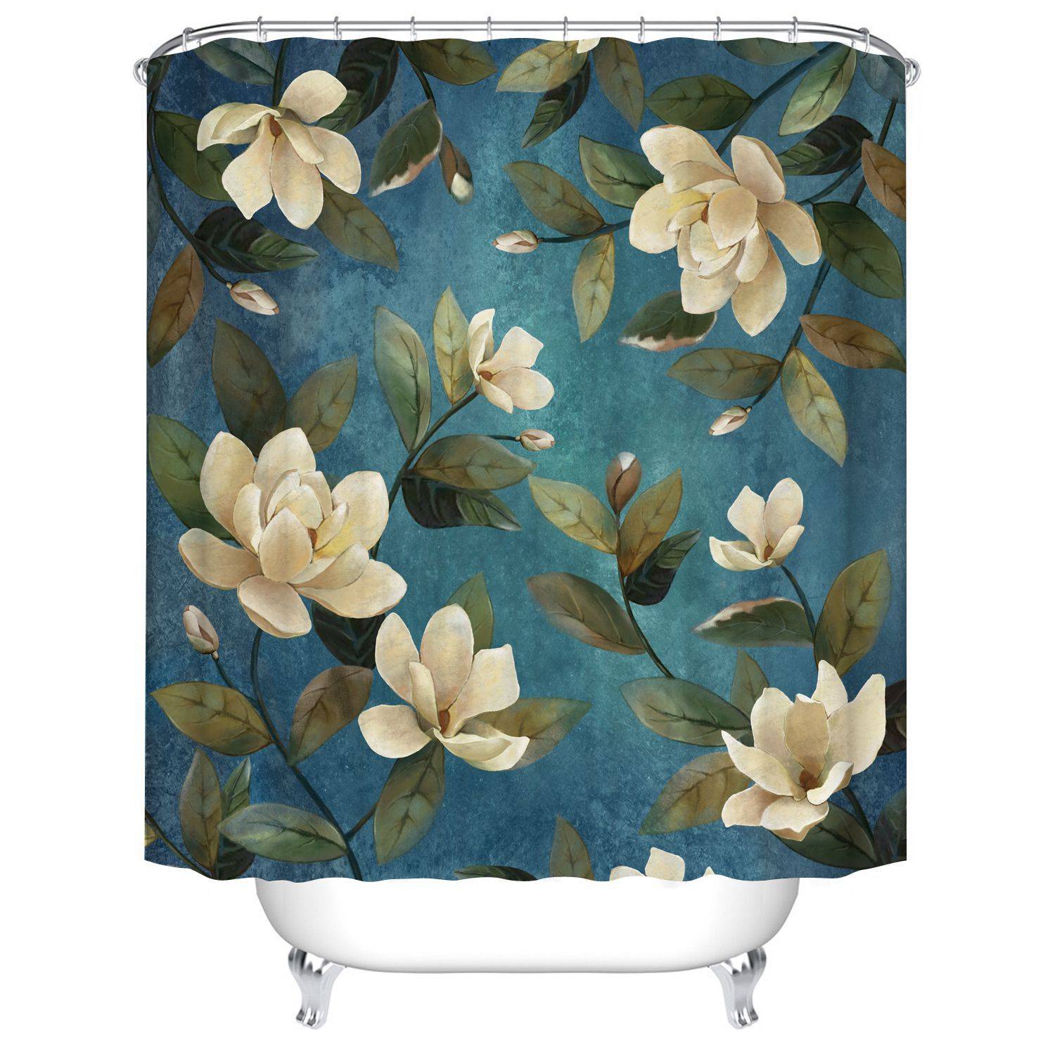 Vintage Oil Painting Plant Flower Magnolia Shower Curtain