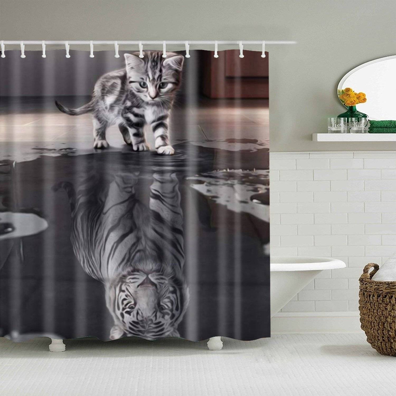Fantasy Wild Dreamy Tiger Cat Shower Curtain