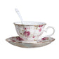 3 Pieces Pink Rose Floral Fine Tea Cup And Saucer Set with Spoon Bone China with Gold Trim